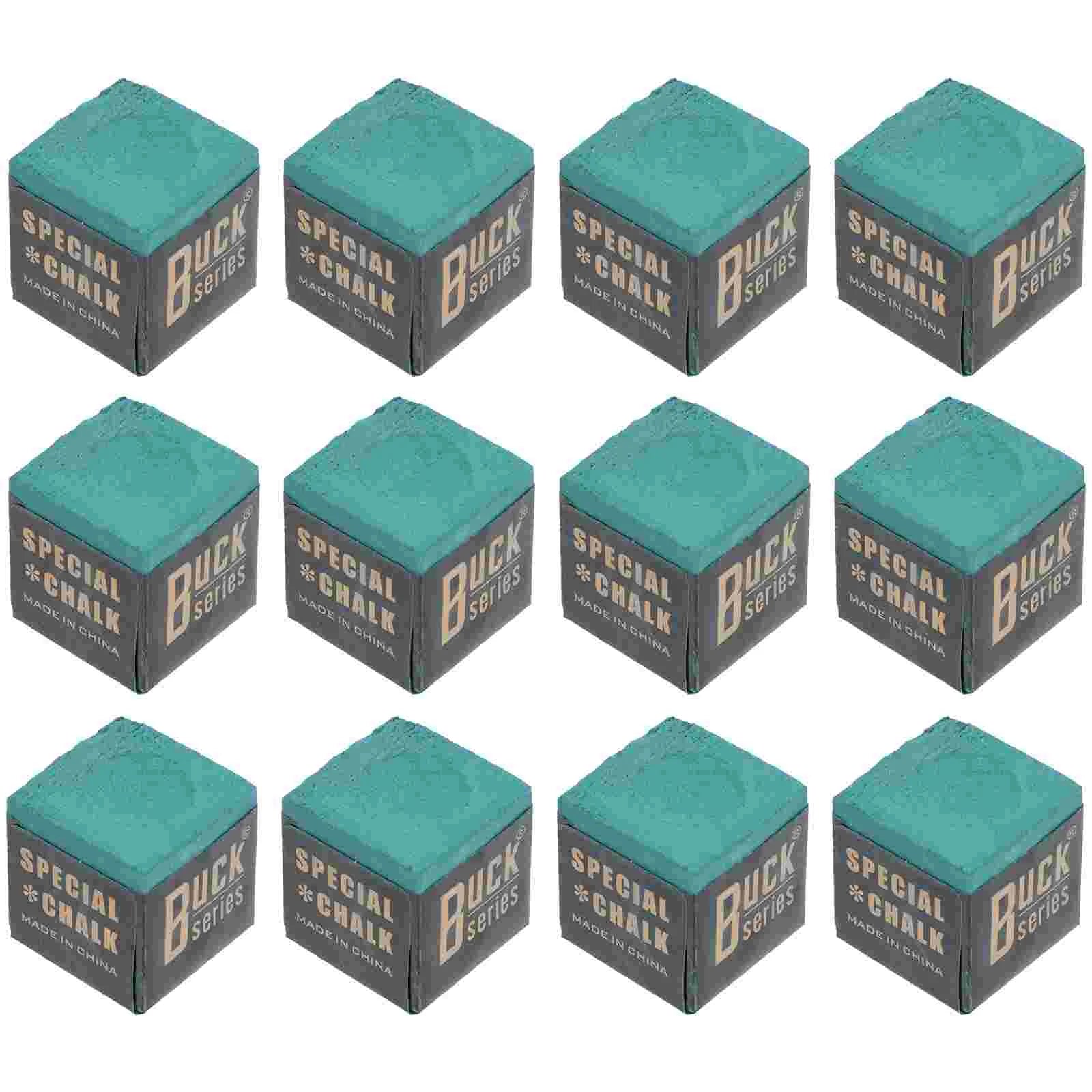 12Pcs Cue Stick Wiping Powder Pool Table Cue Chalk Billiards Playing Accessories Pool Cue Chalk Cubes for Pool Billiard Snooker